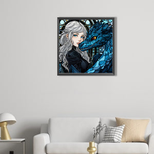 Girl And Dragon 40*40CM(Picture) Full Round Drill Diamond Painting