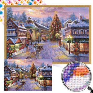 Christmas Town 60*40CM(Picture) Full Round Drill Diamond Painting