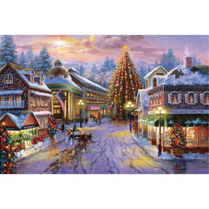 Christmas Town 60*40CM(Picture) Full Round Drill Diamond Painting