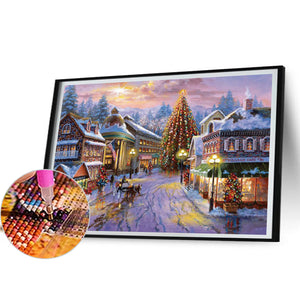 Christmas Town 60*40CM(Picture) Full Round Drill Diamond Painting