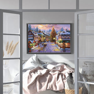 Christmas Town 60*40CM(Picture) Full Round Drill Diamond Painting
