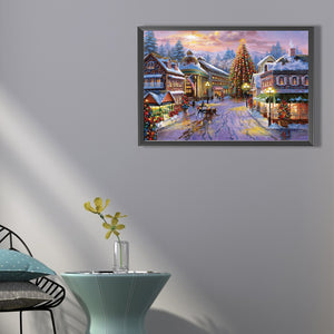 Christmas Town 60*40CM(Picture) Full Round Drill Diamond Painting
