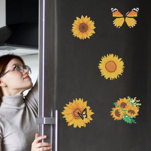 8pcs DIY Sunflower Diamond Art Fridge Magnet Kit Diamond Painting Magnets