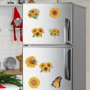 8pcs DIY Sunflower Diamond Art Fridge Magnet Kit Diamond Painting Magnets