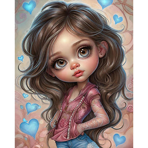 Heart And Girl 40*50CM(Canvas) Full Round Drill Diamond Painting