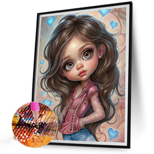 Heart And Girl 40*50CM(Canvas) Full Round Drill Diamond Painting