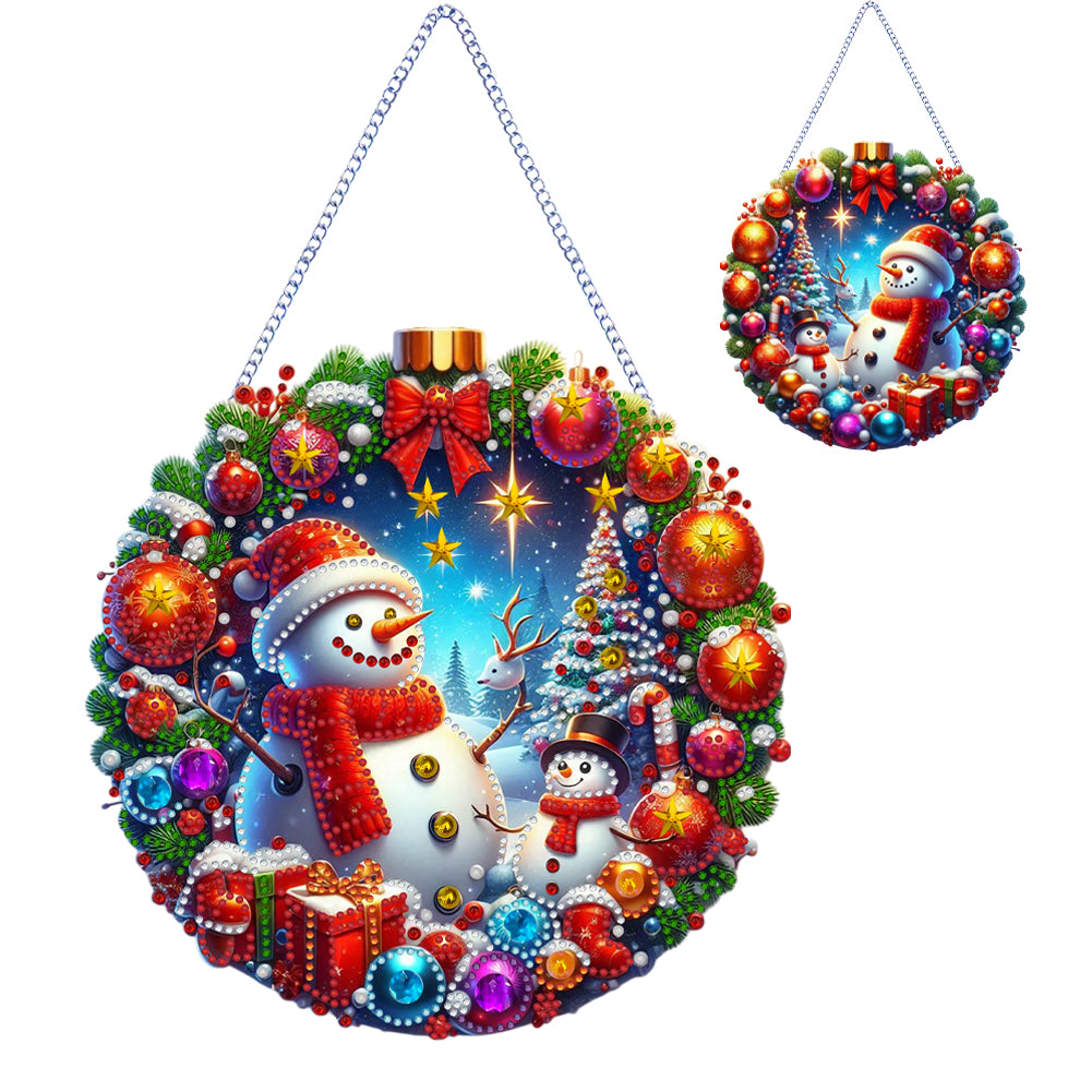 Christmas Xmas Snowman 2D Flat DIY Diamond Painting Art Pendant Wall Door Decoration