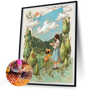 Cartoon Girl 30*40CM(Canvas) Full Round Drill Diamond Painting