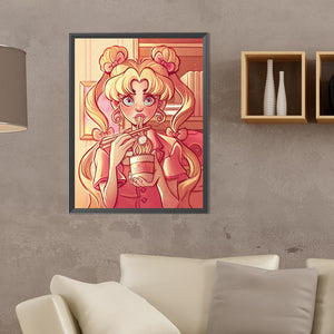 Manga Girl 30*40CM(Canvas) Full Round Drill Diamond Painting