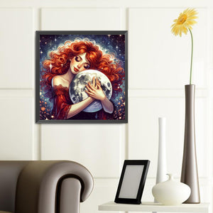 Fantasy Starry Sky Red-Haired Girl 40*40CM(Canvas) Full Round Drill Diamond Painting