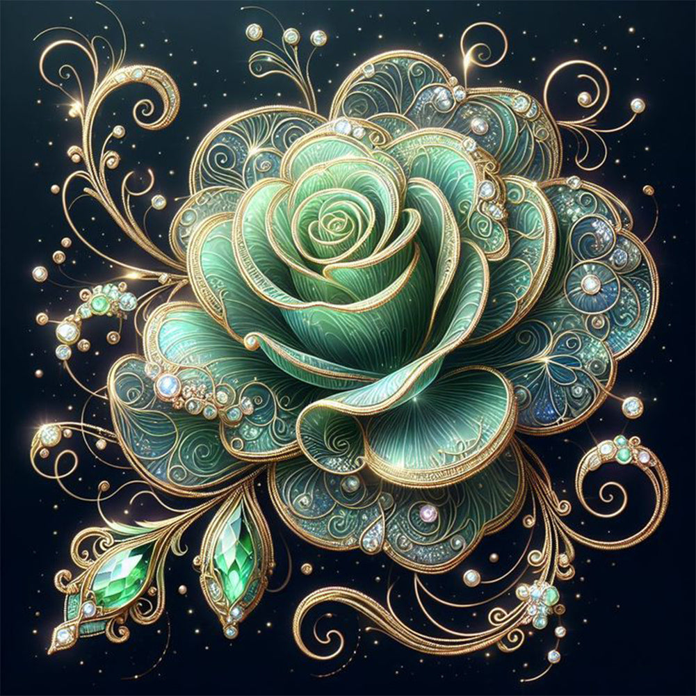 Green Rose 40*40CM(Canvas) Full Round Drill Diamond Painting