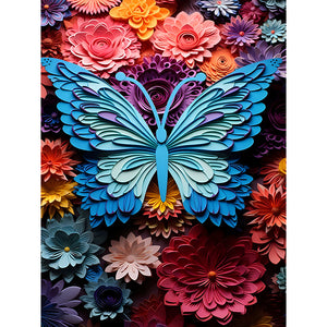 Paper Art Butterfly 30*40CM(Canvas) Full Round Drill Diamond Painting