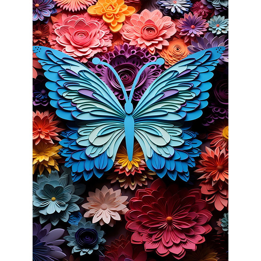 Paper Art Butterfly 30*40CM(Canvas) Full Round Drill Diamond Painting