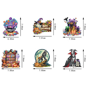 6Pcs Halloween Elements Print DIY Acrylic DIY Diamond Painting Magnets Kit