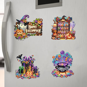 6Pcs Halloween Elements Print DIY Acrylic DIY Diamond Painting Magnets Kit