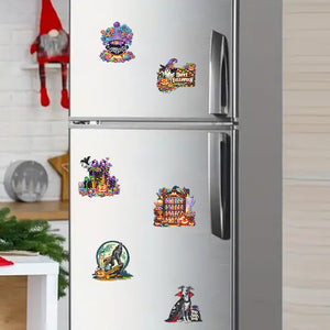 6Pcs Halloween Elements Print DIY Acrylic DIY Diamond Painting Magnets Kit