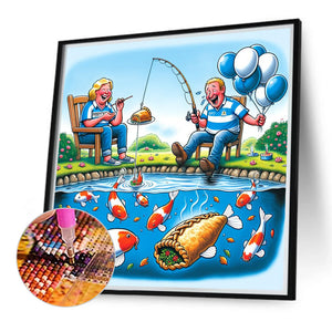 Fishing 40*40CM(Canvas) Full Round Drill Diamond Painting