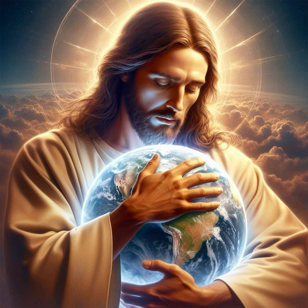 Jesus Embraces The Earth 40*40CM(Canvas) Full Round Drill Diamond Painting