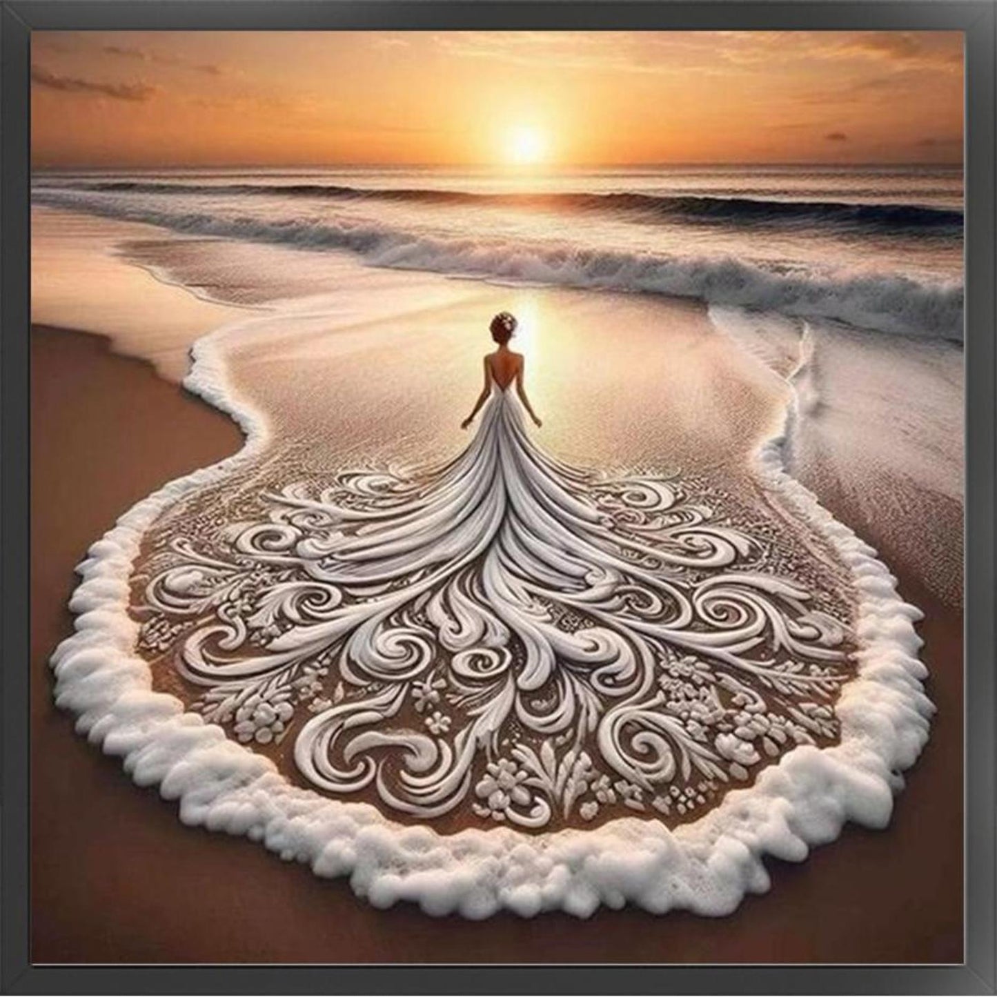 Beach Girl - Full 11CT Stamped Cross Stitch 45x45CM - Yishu