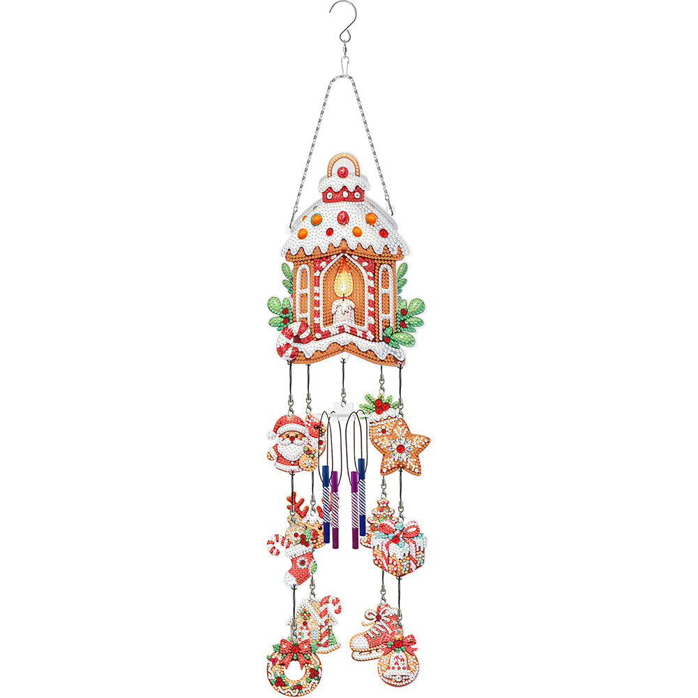 Double-Sided Diamond Painting Wind Chime Xmas Print for Christmas Wall Decor