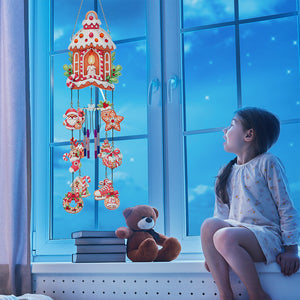 Double-Sided Diamond Painting Wind Chime Xmas Print for Christmas Wall Decor