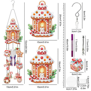 Double-Sided Diamond Painting Wind Chime Xmas Print for Christmas Wall Decor