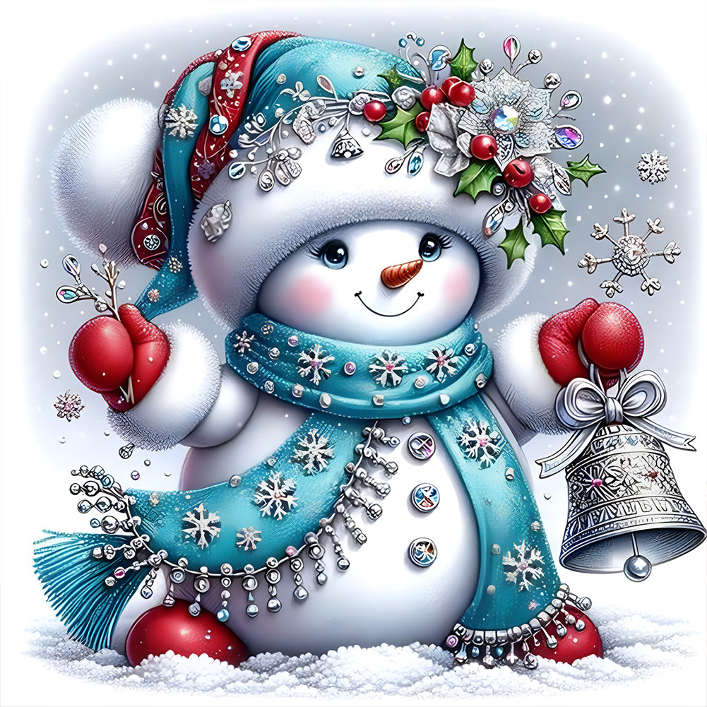 Christmas Snowman 30*30CM(Canvas) Full Round Drill Diamond Painting