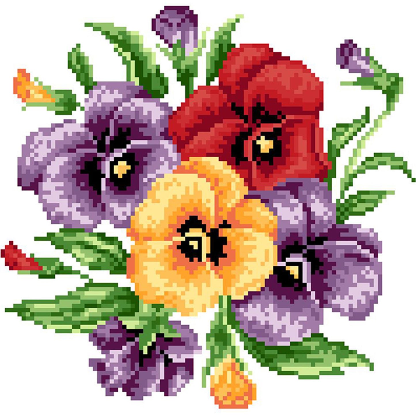 Summer Flowers - Partial  9CT Stamped Cross Stitch - Bead Embroidery 31x31CM/12.20x12.20in