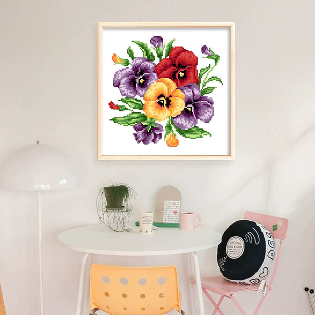 Summer Flowers - Partial  9CT Stamped Cross Stitch - Bead Embroidery 31x31CM/12.20x12.20in