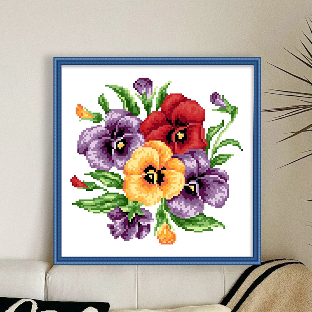 Summer Flowers - Partial  9CT Stamped Cross Stitch - Bead Embroidery 31x31CM/12.20x12.20in
