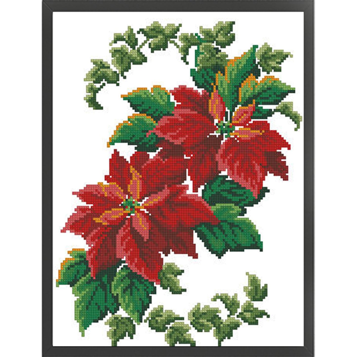 Christmas Flower - Partial  9CT Stamped Cross Stitch - Bead Embroidery 30x39CM/11.81x15.35in