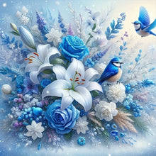 Load image into Gallery viewer, Blue Flowers And Birds 40*40CM(Canvas) Full Round Drill Diamond Painting
