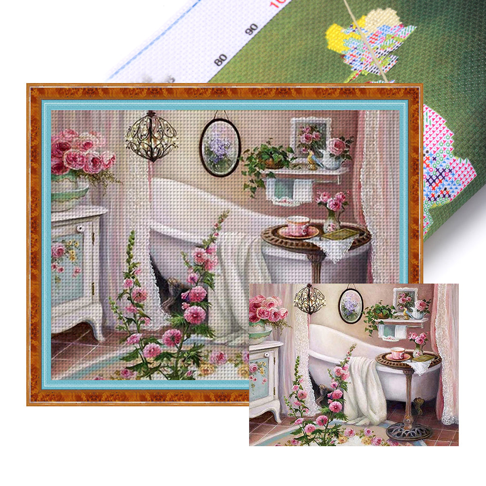 Huancan - Bathroom - 50*40CM 11CT 3 Stamped Cross Stitch