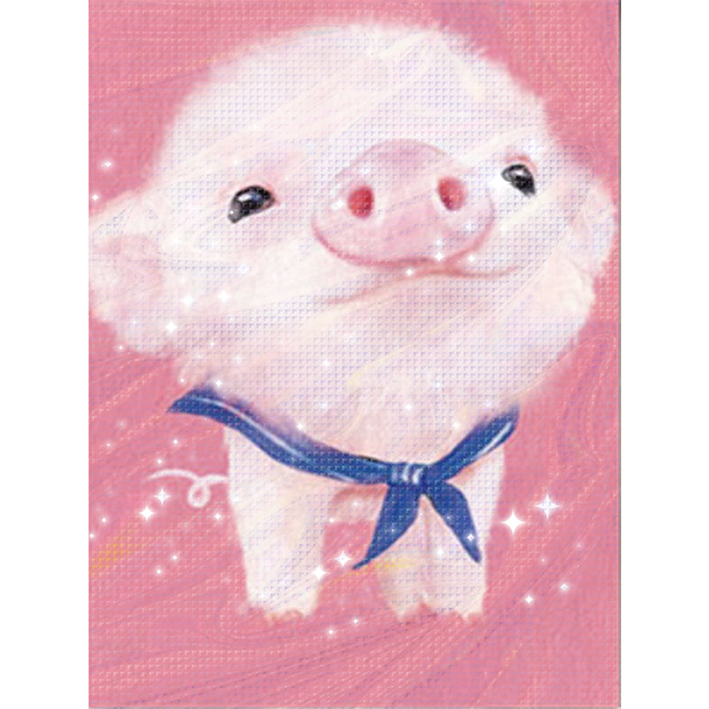 Cute Piglet - Full  9CT Stamped Cross Stitch - Bead Embroidery 20x28CM/7.87x11.02in