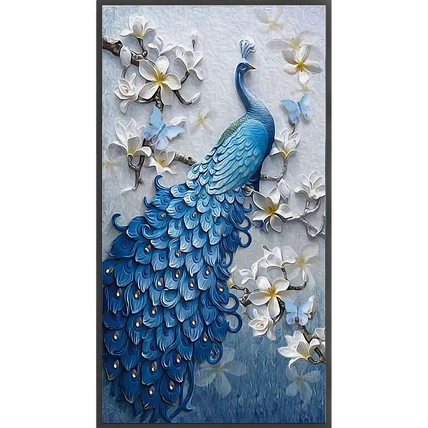 Oil Painting Peacock - Full  9CT Stamped Cross Stitch - Bead Embroidery 30x56CM/11.81x22.05in