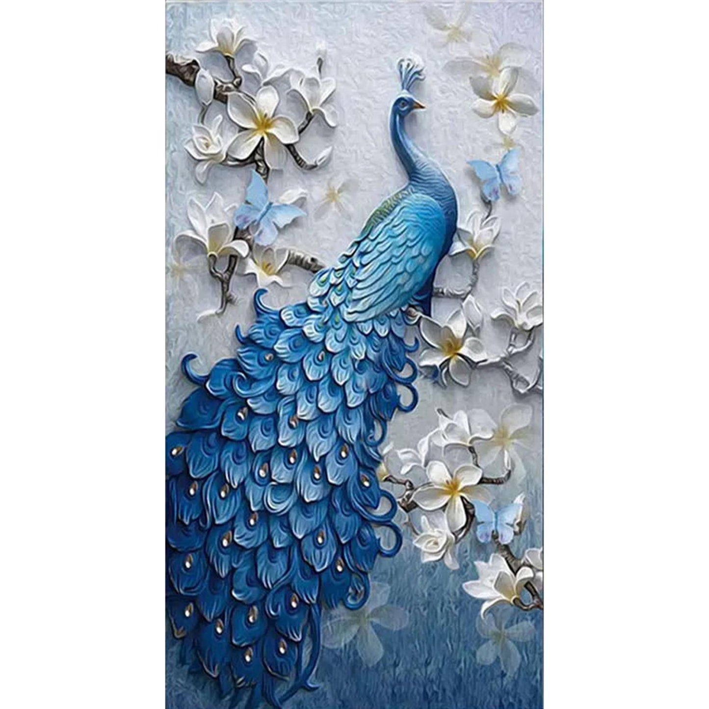 Oil Painting Peacock - Full  9CT Stamped Cross Stitch - Bead Embroidery 30x56CM/11.81x22.05in