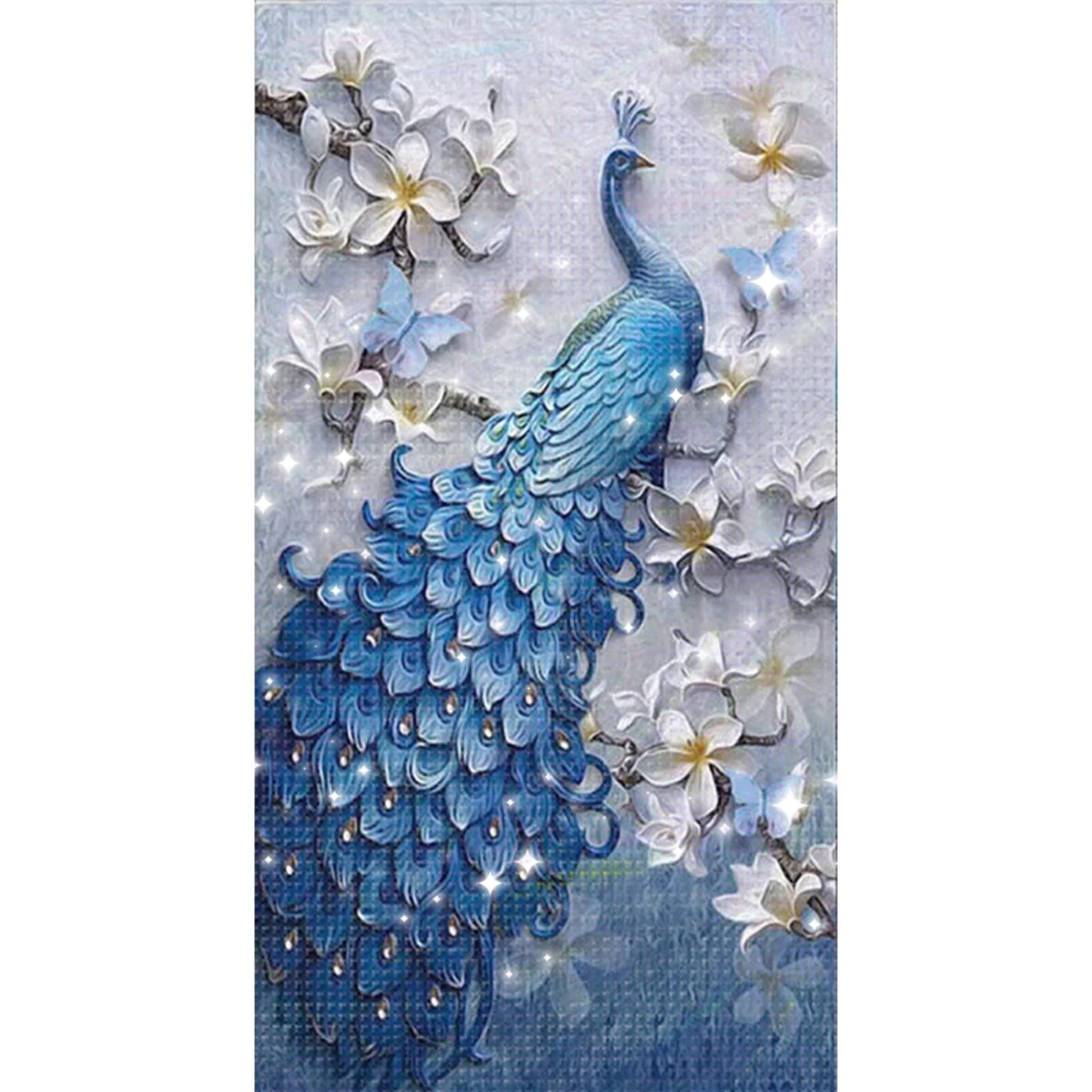 Oil Painting Peacock - Full  9CT Stamped Cross Stitch - Bead Embroidery 30x56CM/11.81x22.05in