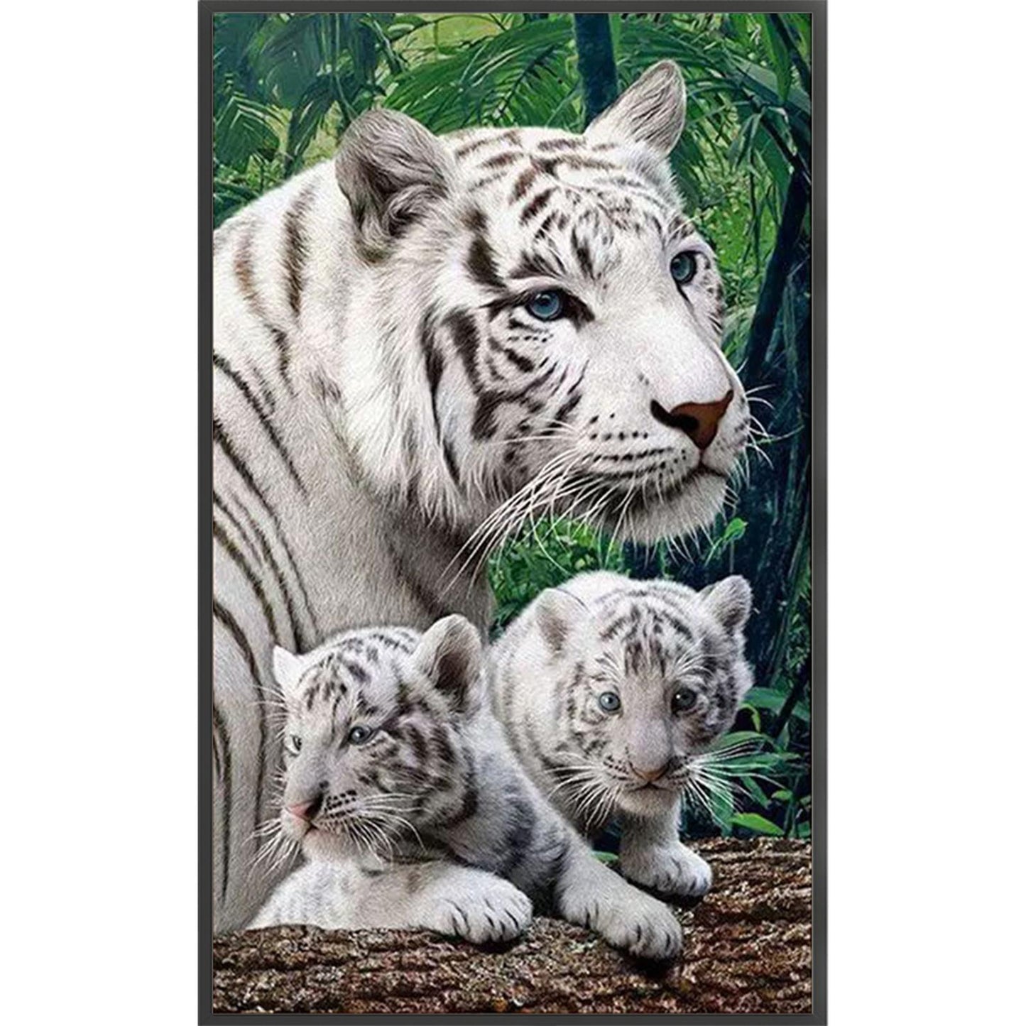 Mother Tiger & Cub - Full  9CT Stamped Cross Stitch - Bead Embroidery 35x58CM/13.78x22.83in