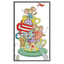 Load image into Gallery viewer, Joy Sunday - Mouse In A Cup - 20*32CM 14CT 2 Stamped Cross Stitch
