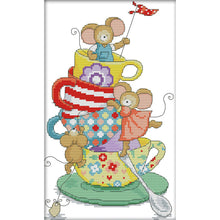 Load image into Gallery viewer, Joy Sunday - Mouse In A Cup - 20*32CM 14CT 2 Stamped Cross Stitch
