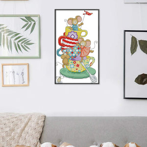 Joy Sunday - Mouse In A Cup - 20*32CM 14CT 2 Stamped Cross Stitch