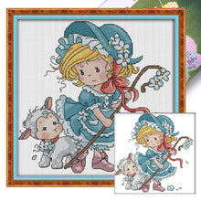 Load image into Gallery viewer, Joy Sunday - Shepherdess - 28*29CM 14CT 2 Stamped Cross Stitch
