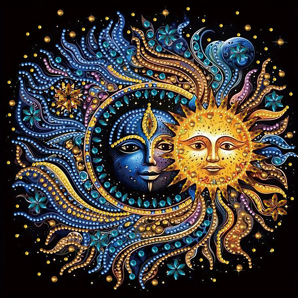 Flowers, Stars, And Moon 30*30CM(Canvas) Partial Special Shaped Drill Diamond Painting