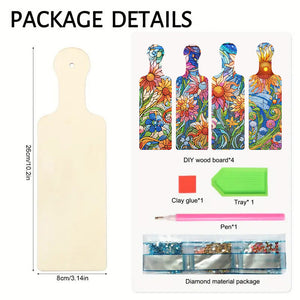 4Pcs Flowers Decorative Diamond Painting Serving Tray for Countertop Decor