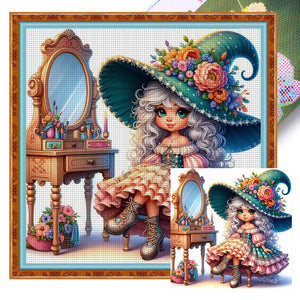 Yishu - Witch At The Dressing Table - 40*40CM 11CT 3 Stamped Cross Stitch