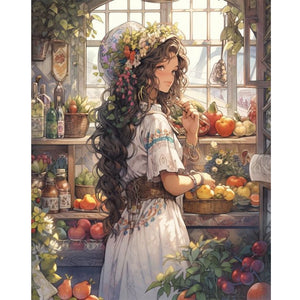 Gardening Art Girl 40*50CM(Canvas) Full Round Drill Diamond Painting