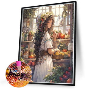 Gardening Art Girl 40*50CM(Canvas) Full Round Drill Diamond Painting