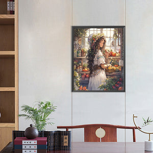 Gardening Art Girl 40*50CM(Canvas) Full Round Drill Diamond Painting