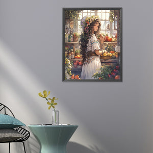 Gardening Art Girl 40*50CM(Canvas) Full Round Drill Diamond Painting
