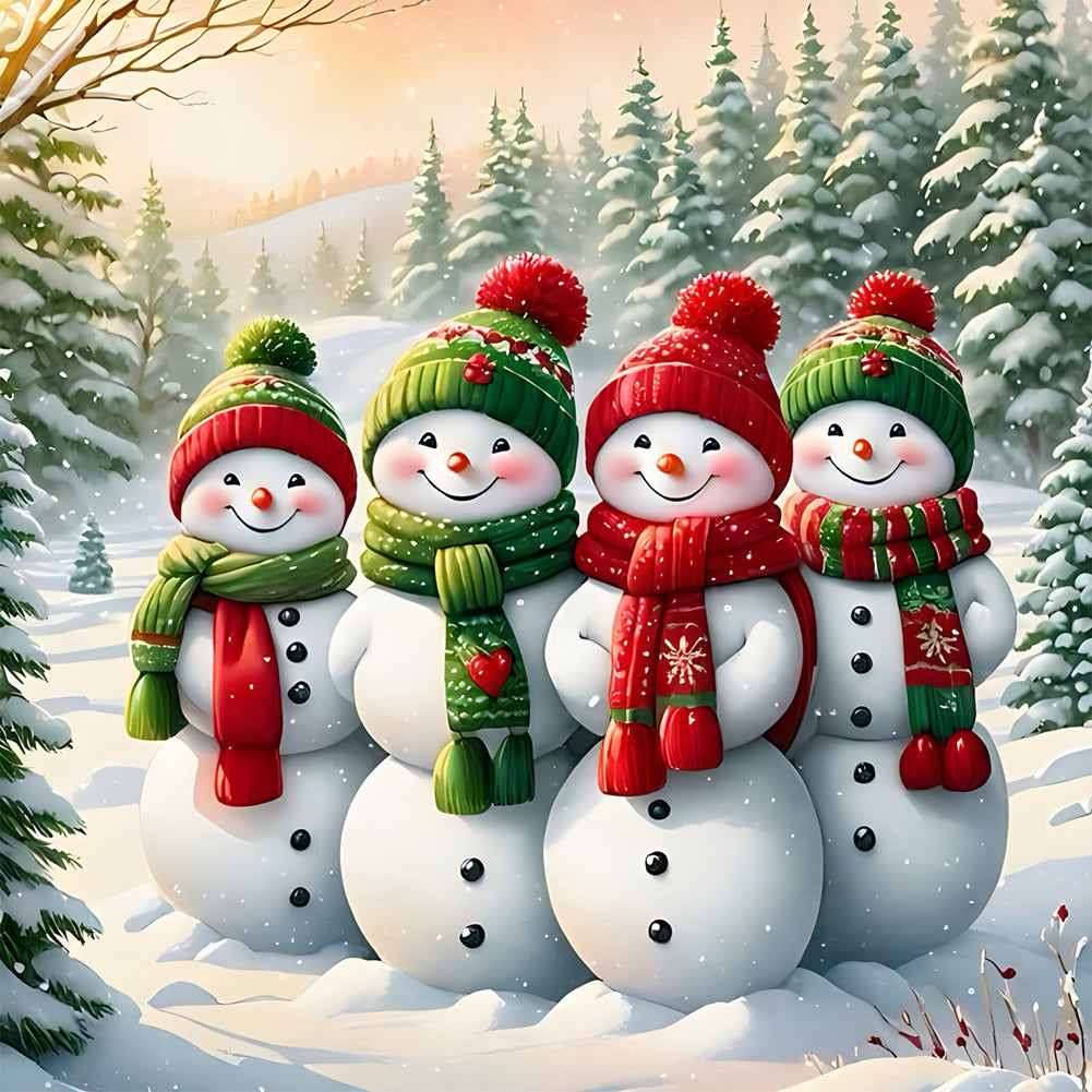 Christmas Snowman 30*30CM(Canvas) Full Round Drill Diamond Painting